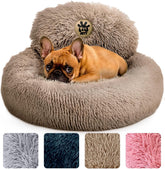 PetJett calming donut bed for small dogs, top view showing cozy plush space