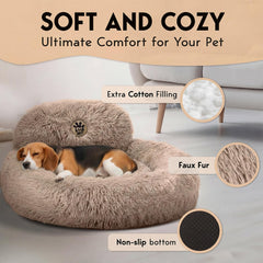 PetJett Donut Bed closeup fabric emphasizes soft faux fur and durable comfort.