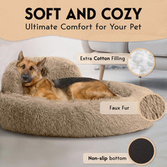 PET JETT plush faux fur cover provides luxurious softness for calm lounging.