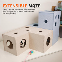 PETKARAY Cat Tunnel multi-cat activity highlights shared play and exploration.
