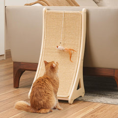 PETKARAY curved scratcher with sisal mat, supports healthy claws.