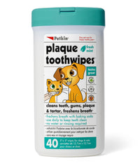 Petkin dental wipes fresh mint finger-wipe setup for quick daily care.