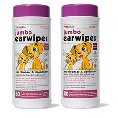 Petkin Jumbo Ear Wipes pack front view for easy at-home ear care.