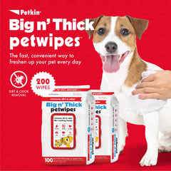Petkin Pet Wipes for ears, face, and body with gentle cleaning.