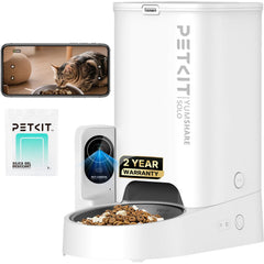 PETKIT feeder front view with camera for remote monitoring and meals.