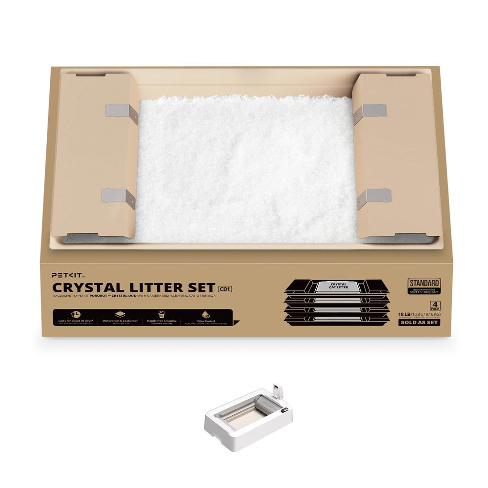 PETKIT Crystal Cat Litter Tray insert shows quick setup and lasting cleanliness