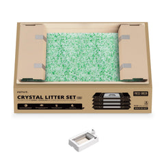 PetKit Crystal Cat Litter with Tray packaging shows easy setup and freshness.