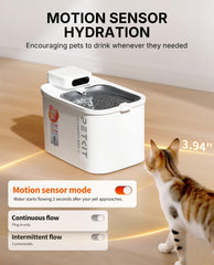 PETKIT motion sensor area demonstrating automatic flow when a pet approaches