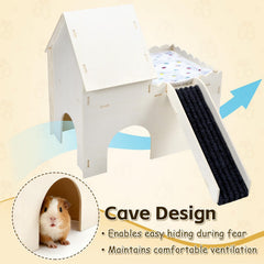 PETKNOWS Guinea Pig Hideout Natural Wood emphasizes a secure, cozy retreat