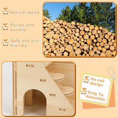 PETKNOWS wooden small animal house provides a natural, comforting texture