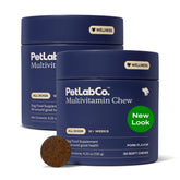 PetLab Co. 22-in-1 dog multivitamin bottle supports daily wellness and vitality.
