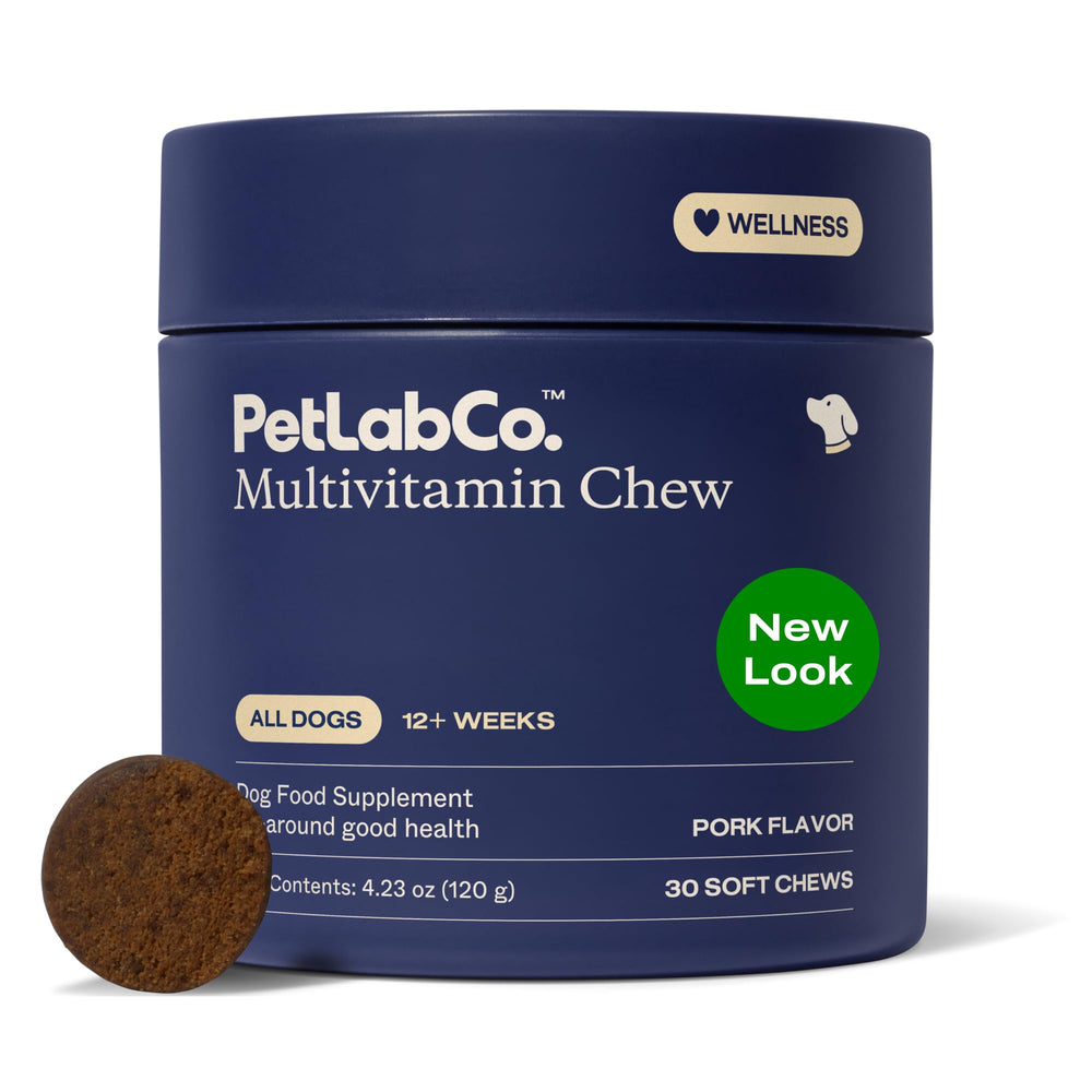 PetLab Co. 22-in-1 dog multivitamin bottle boosts overall canine health.