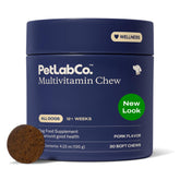 PetLab Co. 22-in-1 dog multivitamin bottle boosts overall canine health.