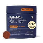 PetLab Co. Allergy & Immune daily chews bottle supports gut balance for dogs.