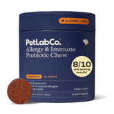 PetLab Co allergy immune daily probiotics packaging front with 30 chews.