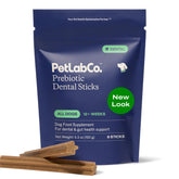 PetLab Co. Dental Sticks packaging highlights premium dog chews for daily care.