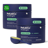 PetLab Co. ProBright dental powder jar closeup highlighting fresh breath support.
