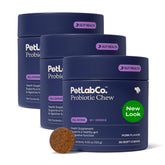PetLab Co Probiotics for Dogs bottle front with pork-flavored chews.