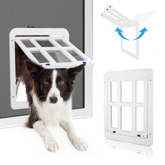 PETLESO dog door on sliding door with magnetic closure for easy access
