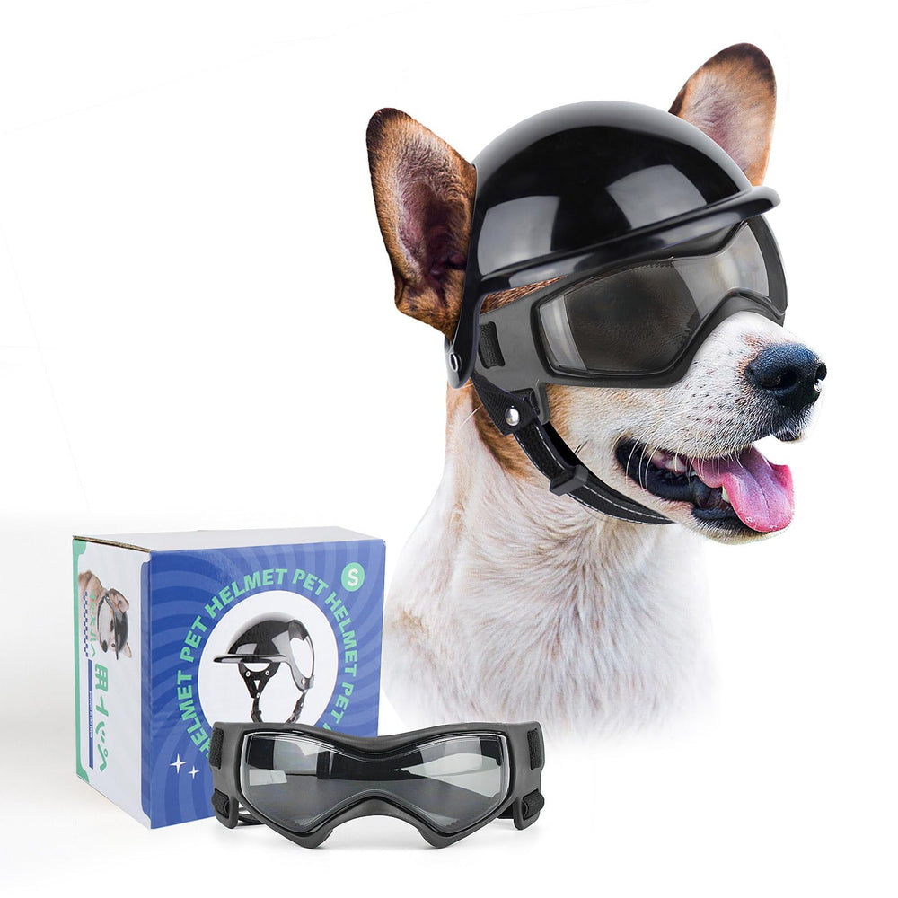 PETLESO dog goggles all-black protect eyes during outdoor adventures.