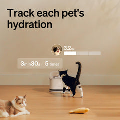 PETLIBRO app control dashboard showing real-time hydration notifications.