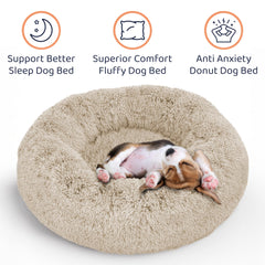 Petloox Donut Bed beige ultra-plush cover delivering lasting comfort
