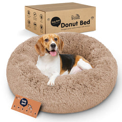Petloox Donut Bed camel, ultra-plush surface for relaxing, cozy naps.