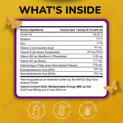 PetMade Omega 3 liquid dispensing image showing easy daily serving