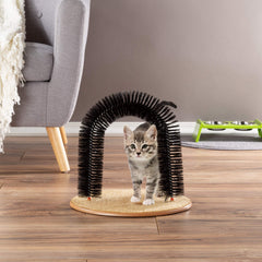 PETMAKER Cat Arch with carpet base offers a safe scratching outlet for furniture.