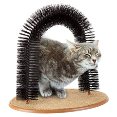 PETMAKER Cat Arch Self-Groomer with Bristle Ring removes loose fur as cats rub.