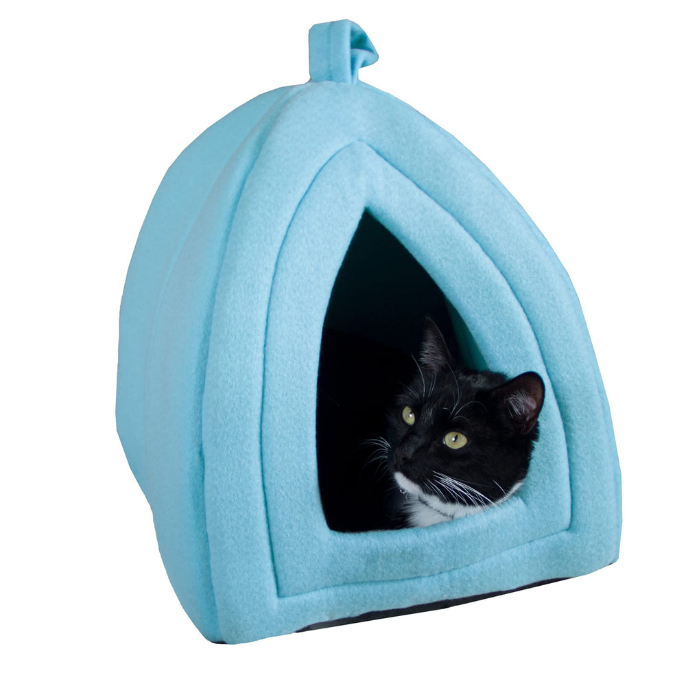 PETMAKER cat house blue exterior showcases cozy privacy for small pets.