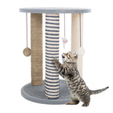 PETMAKER cat scratching post tower with gray carpet base for indoor scratching