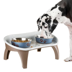 PETMAKER elevated feeding tray with splash guard for cleaner meals.