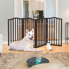 PETMAKER freestanding gate in wood and metal fits doorways and hallways without installation.