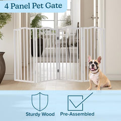 PETMAKER gate folded for compact storage in a closet or car trunk.