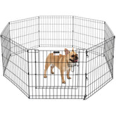PETMAKER Puppy Playpen assembly shows eight panels forming a safe play area for small pets