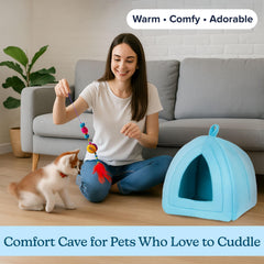 PETMAKER cat tent bed interior makes pets feel secure.