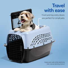 Petmate 24-inch plastic kennel dimensions ensuring pets can stand and turn comfortably for small dogs and cats.