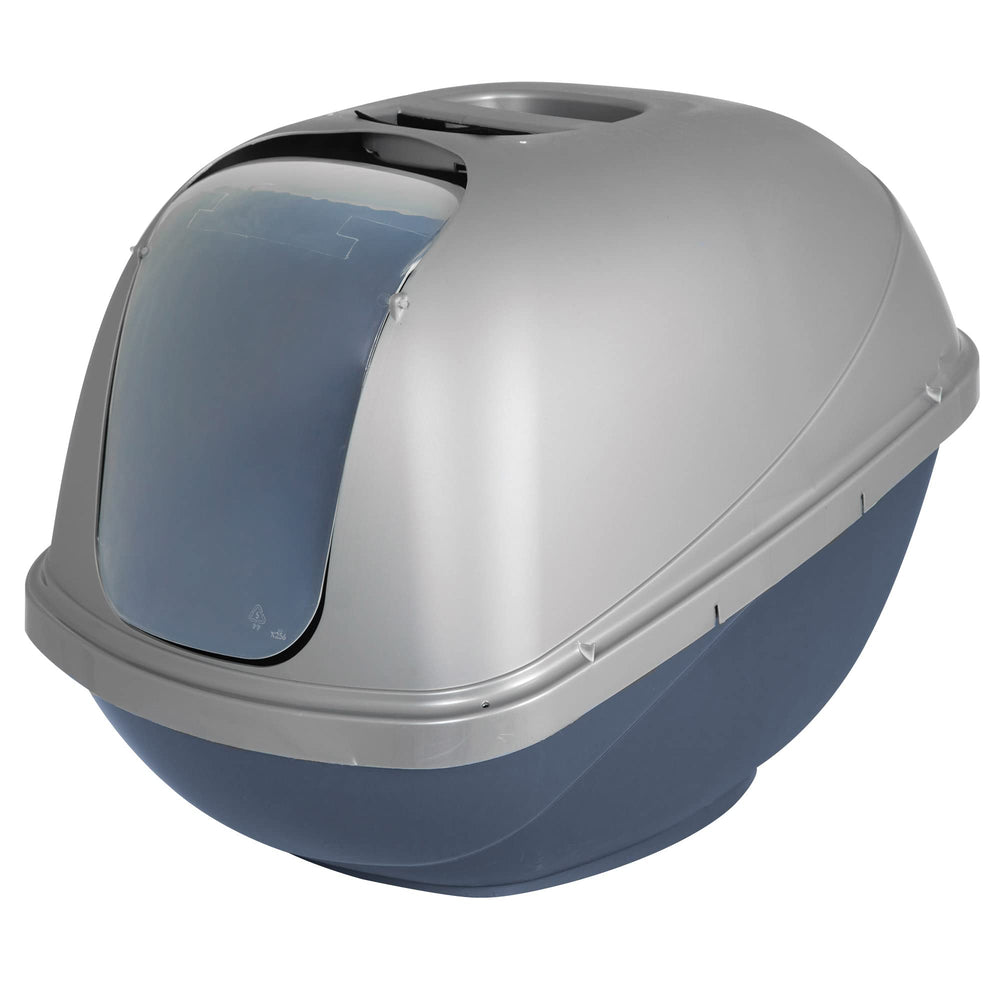 Petmate Basic Hooded Cat Litter Pan front view showing the hood and durable structure for odor containment