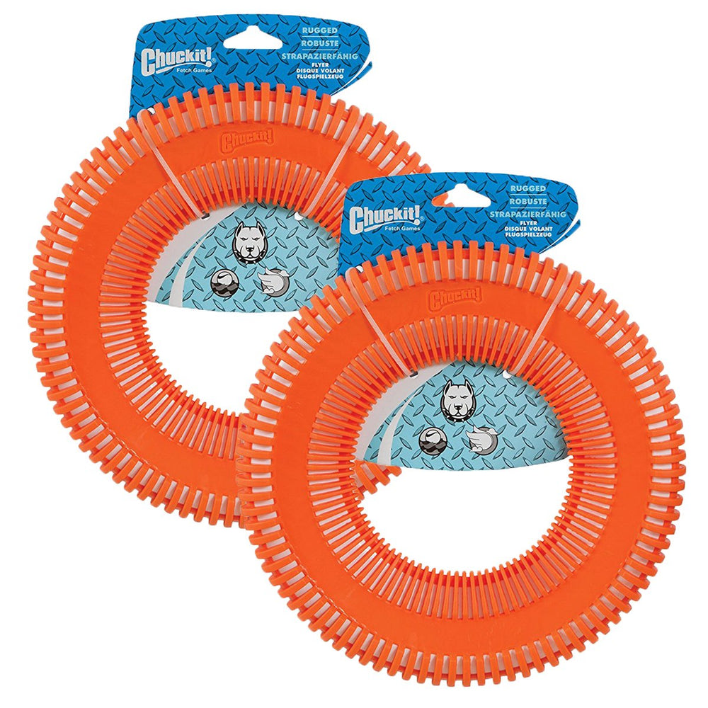 Petmate Chuckit Rugged Flyer Large, front view, durable fetch toy for rugged games.