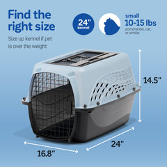 Petmate stay-dry moat helps keep pets dry during travel and vet visits.