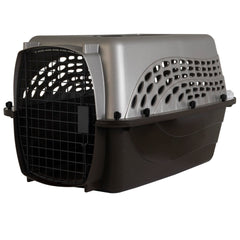 Petmate two-door kennel with front and top doors for easy loading and access.