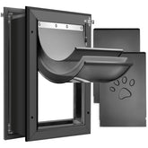 Petoasis 3-flaps dog door wall black front view, showcasing durable weather resistance.