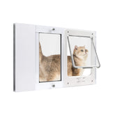 Petoasis window cat door assembly demonstrates quick, tool-free installation for sliding windows.