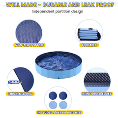 PETOCAT foldable pool with dog and child playing in backyard