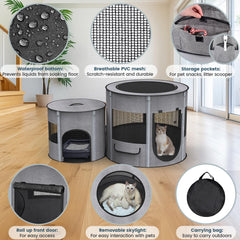 PETOCAT separable playpens with removable doors showing flexible configurations.