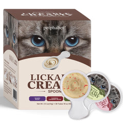 PETPHABET lickable treat spoon pack for mess-free bonding with cats.