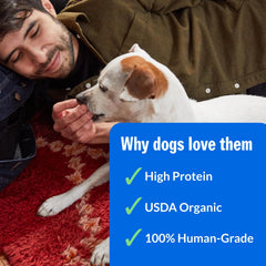 PetPlate Beef and Sweet Potato Bites ingredients highlight organic, human-grade quality.
