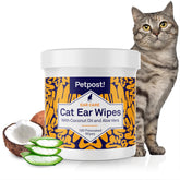 Petpost Cat Ear Wipes ultra-soft cotton pads for gentle cleaning and wax removal.