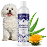 Petpost whitening shampoo bottle with coconut oil and aloe for bright coats